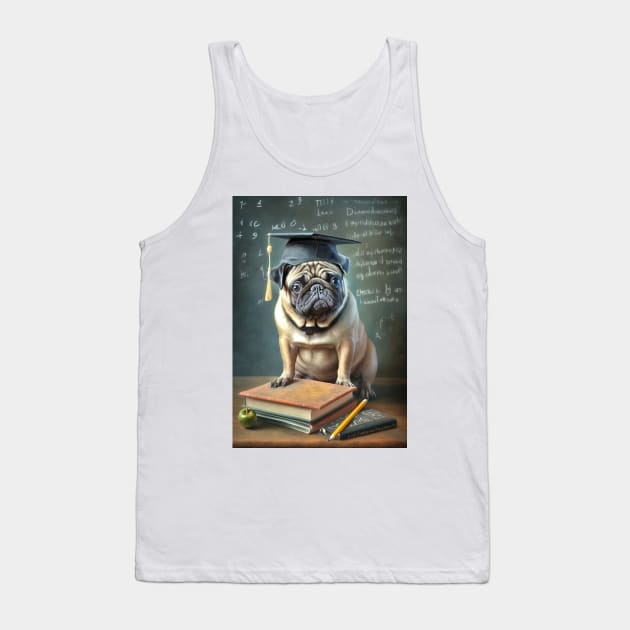 Pug Dog Graduation Card Tank Top by candiscamera